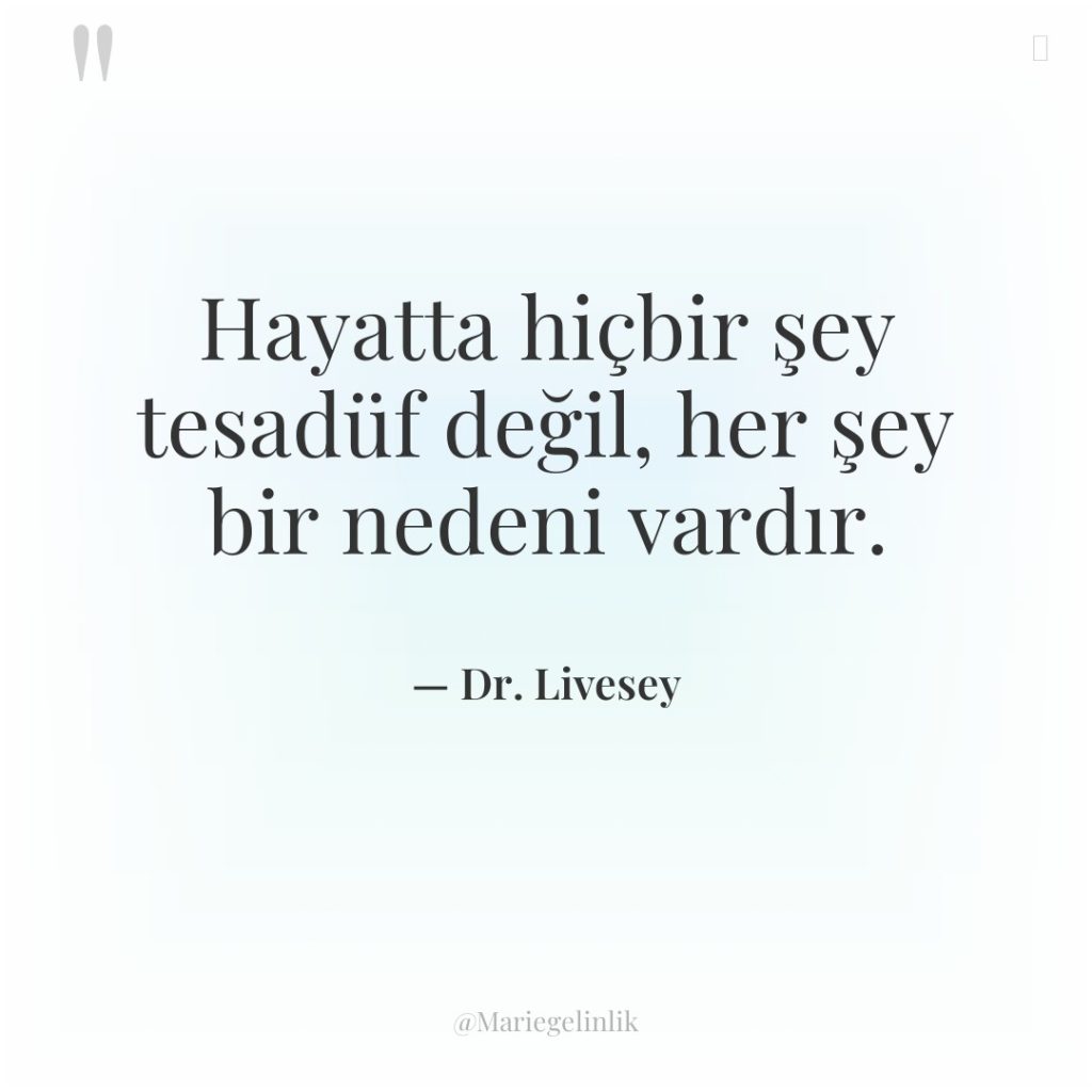 Hayatta hiçbir şey tesadüf değil, her şey bir nedeni vardır.