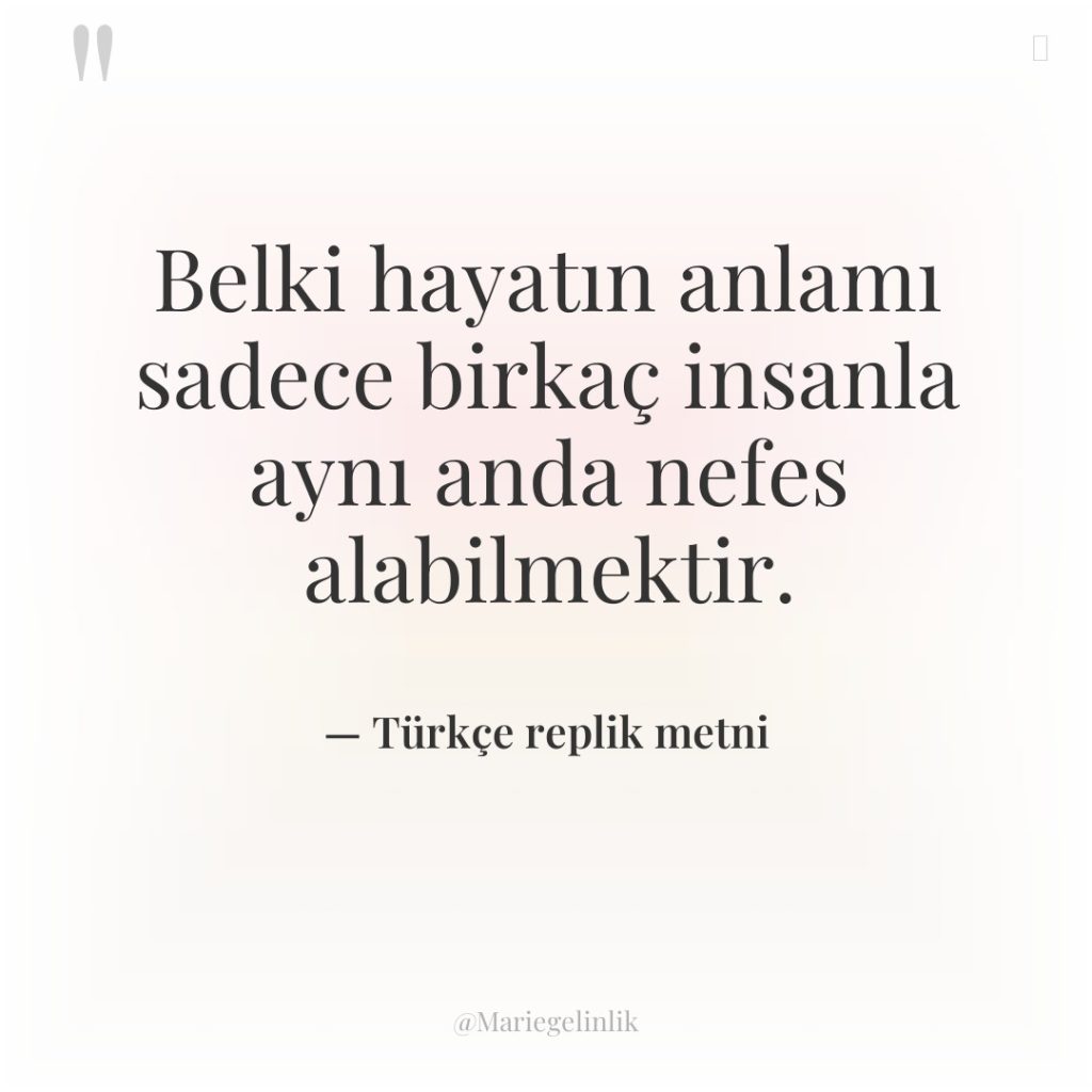 Belki hayatın anlamı sadece birkaç insanla aynı anda nefes alabilmektir.