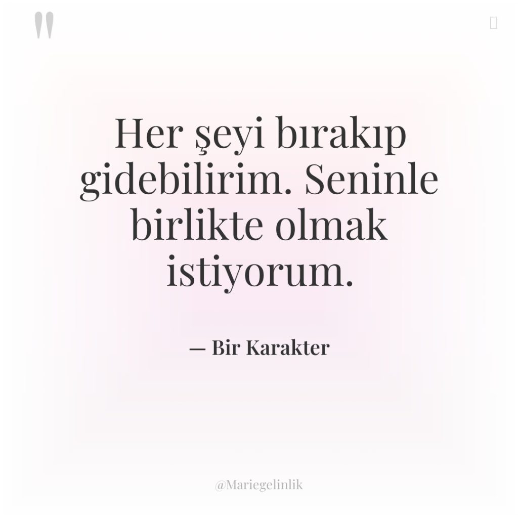 Her şeyi bırakıp gidebilirim. Seninle birlikte olmak istiyorum.