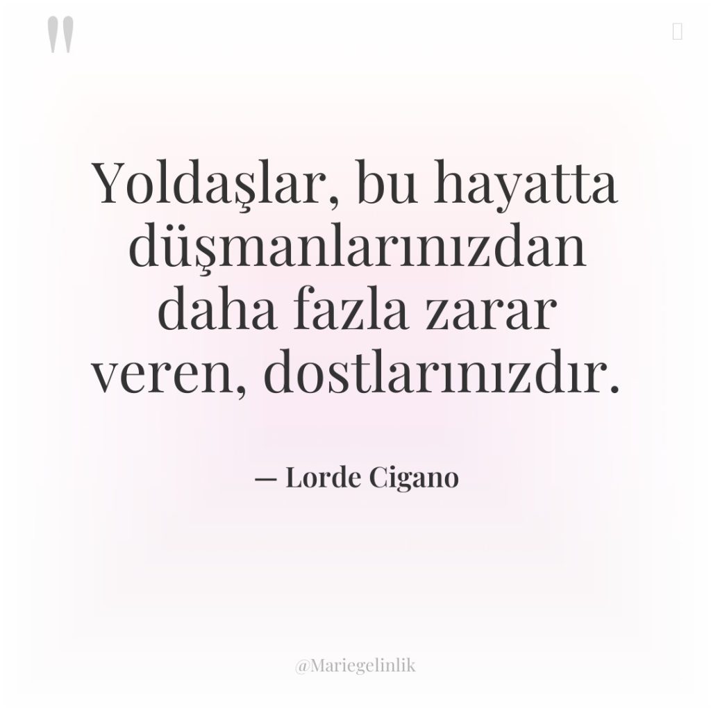 Yoldaşlar, bu hayatta düşmanlarınızdan daha fazla zarar veren, dostlarınızdır.