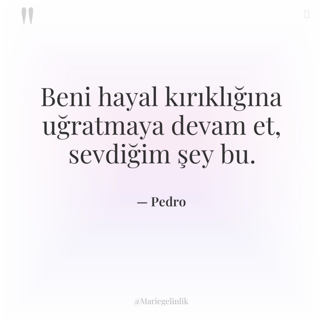 Beni hayal kırıklığına uğratmaya devam et, sevdiğim şey bu.