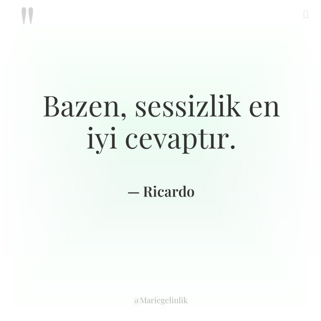 Bazen, sessizlik en iyi cevaptır.