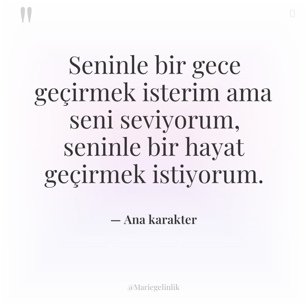 Seninle bir gece geçirmek isterim ama seni seviyorum, seninle bir…