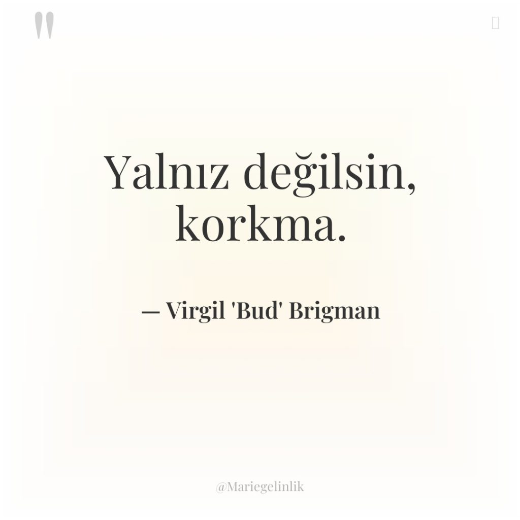 Yalnız değilsin, korkma.