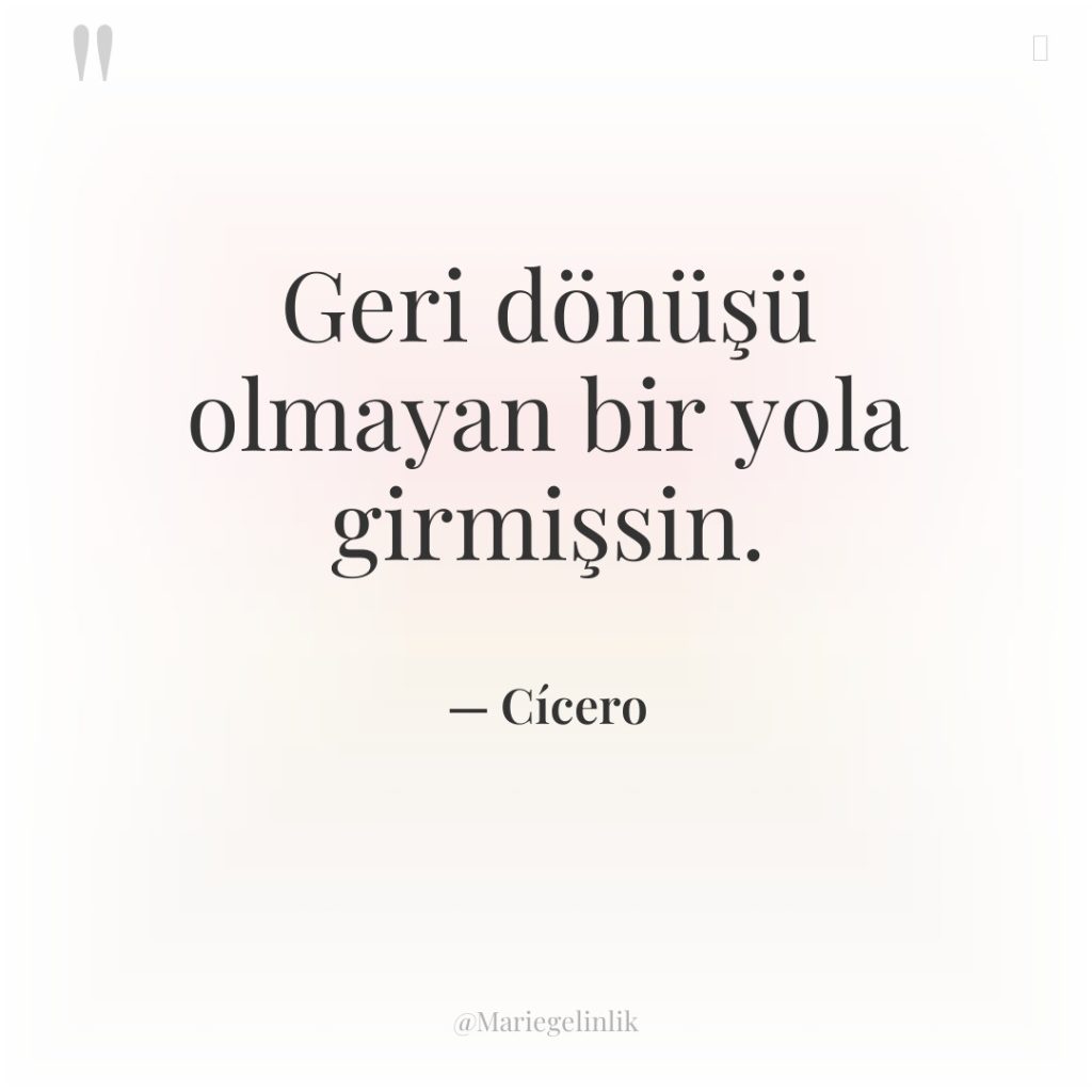 Geri dönüşü olmayan bir yola girmişsin.