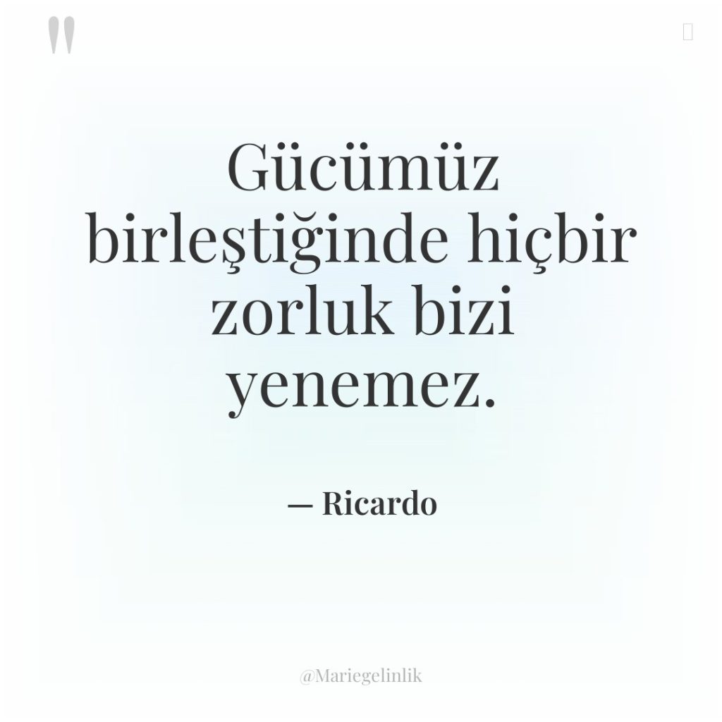 Gücümüz birleştiğinde hiçbir zorluk bizi yenemez.