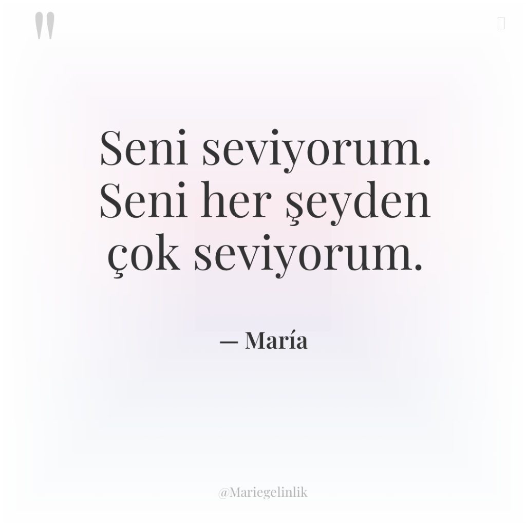 Seni seviyorum. Seni her şeyden çok seviyorum.