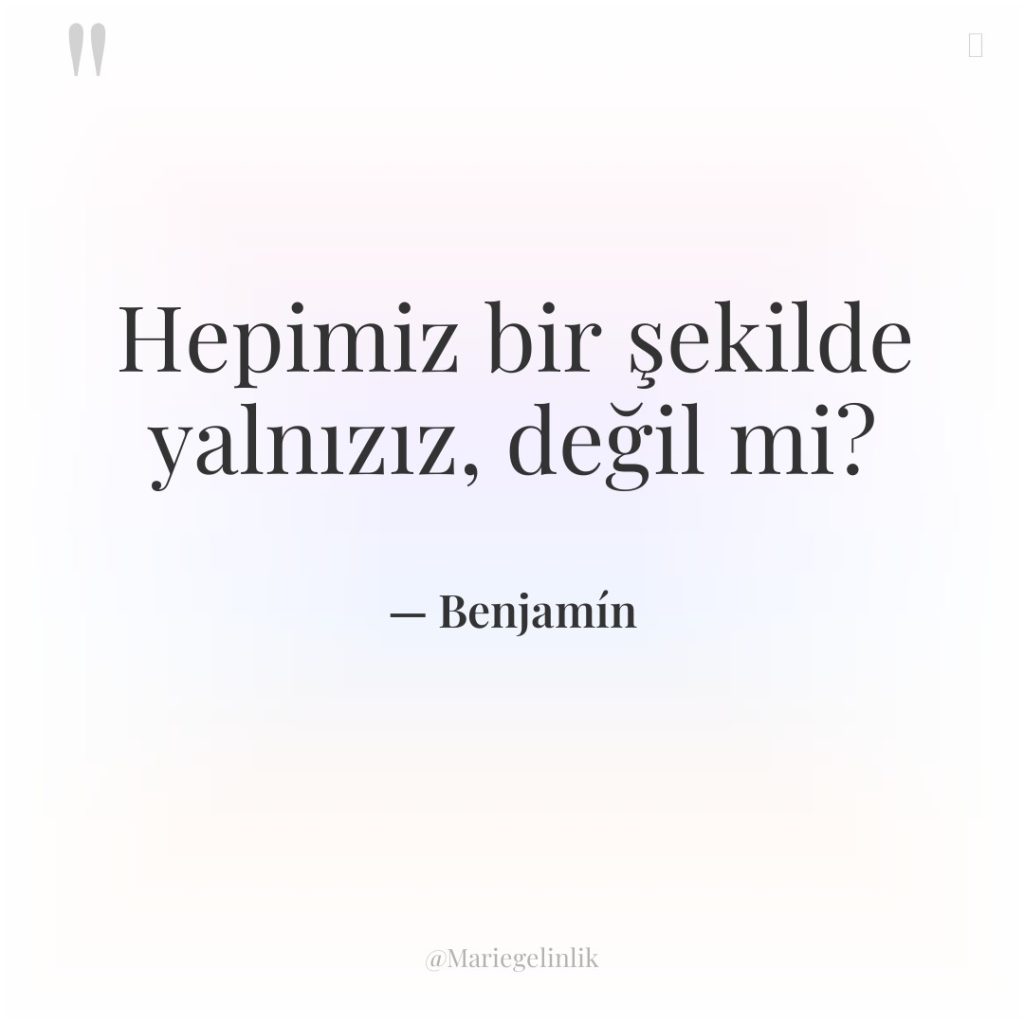 Hepimiz bir şekilde yalnızız, değil mi?