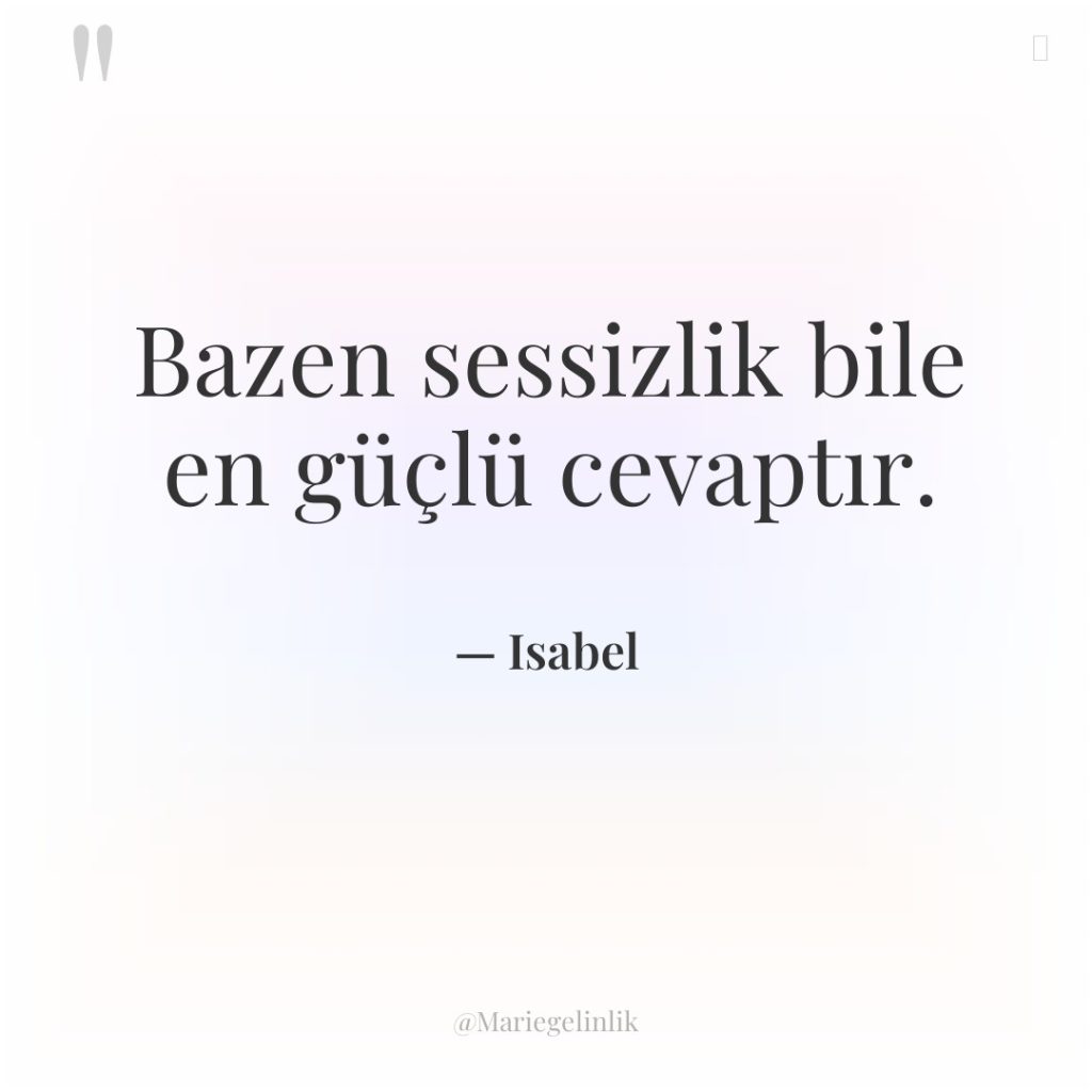 Bazen sessizlik bile en güçlü cevaptır.