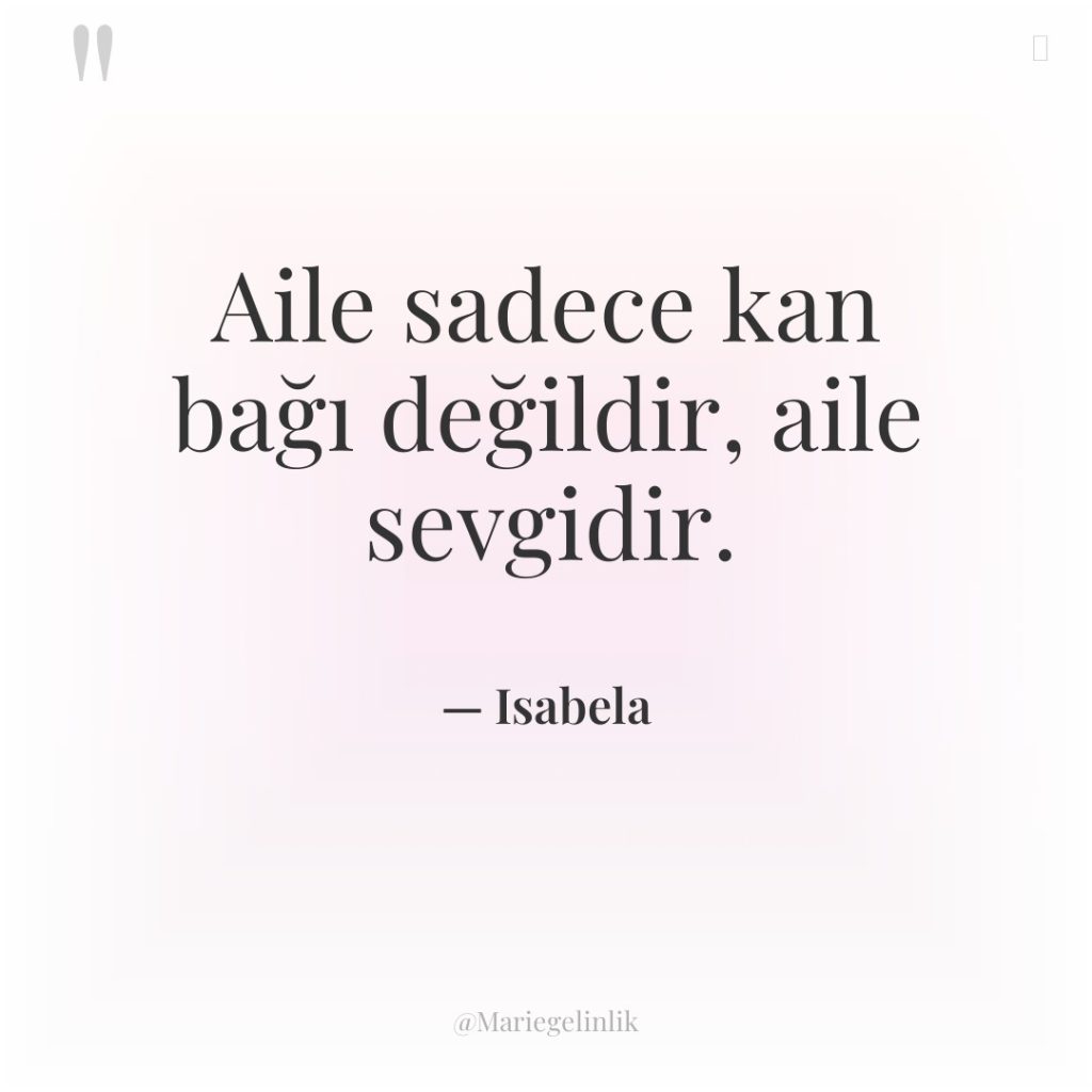 Aile sadece kan bağı değildir, aile sevgidir.