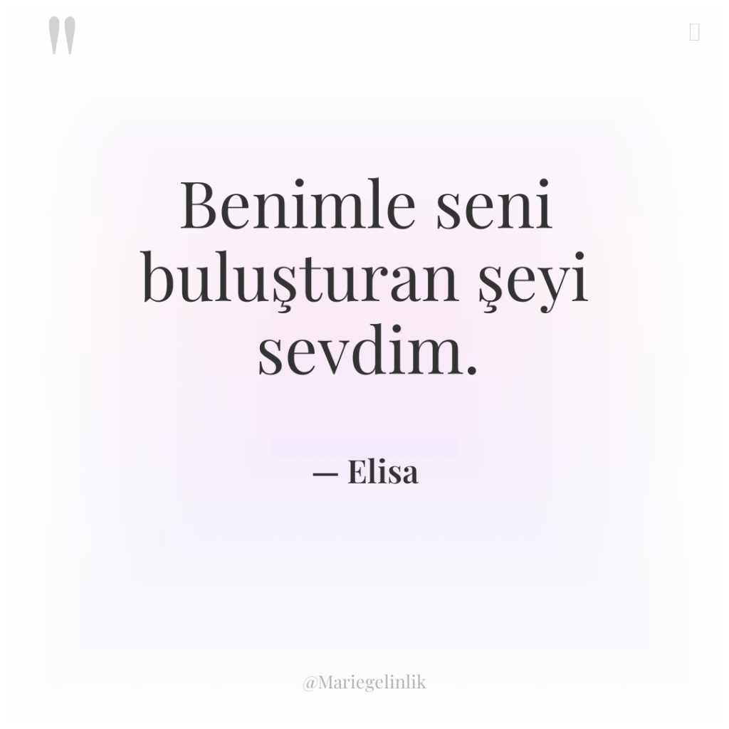 Benimle seni buluşturan şeyi sevdim.