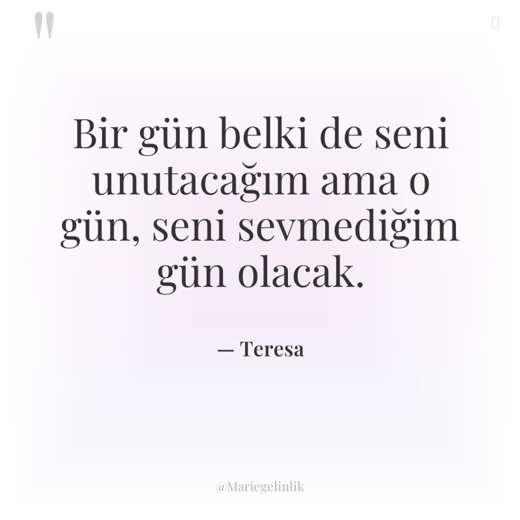 Bir gün belki de seni unutacağım ama o gün, seni…