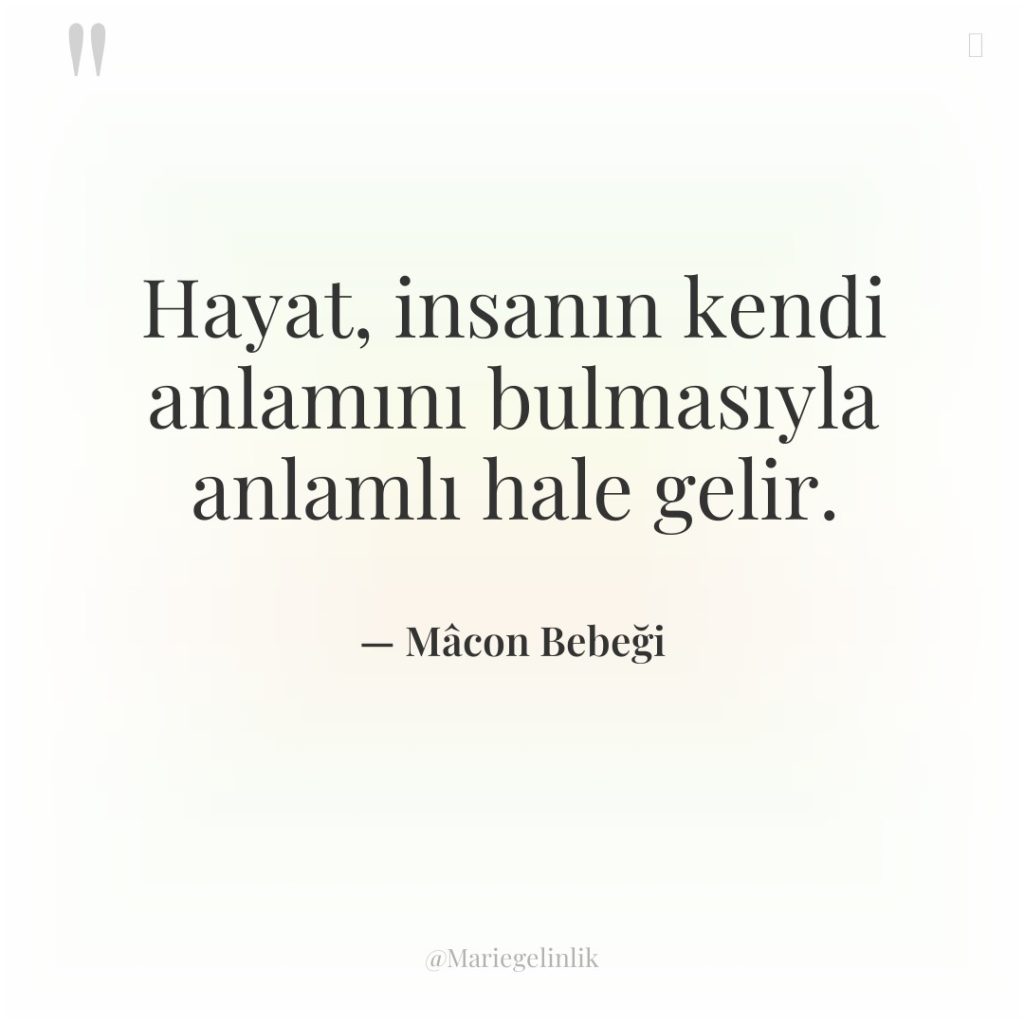 Hayat, insanın kendi anlamını bulmasıyla anlamlı hale gelir.