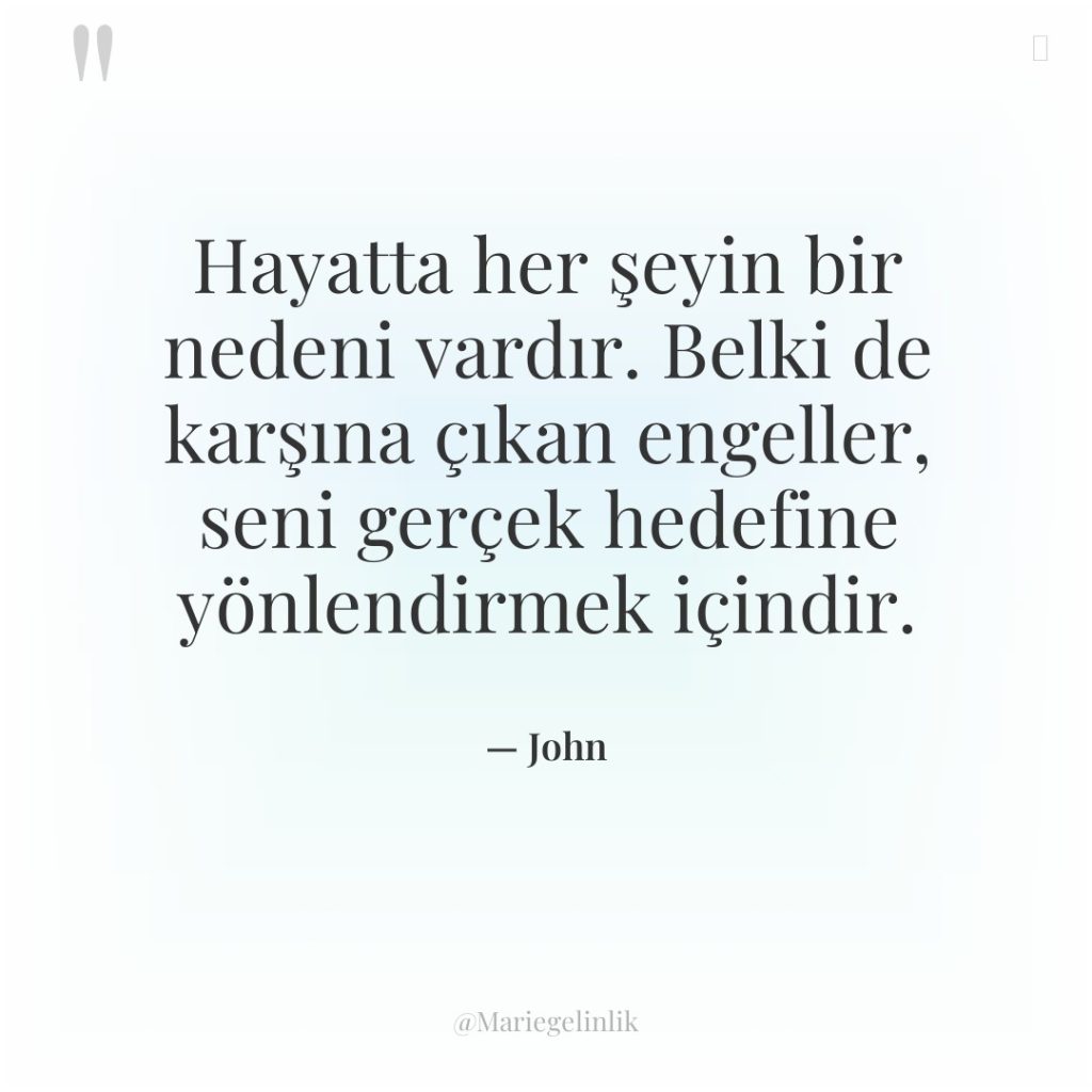 Hayatta her şeyin bir nedeni vardır. Belki de karşına çıkan…