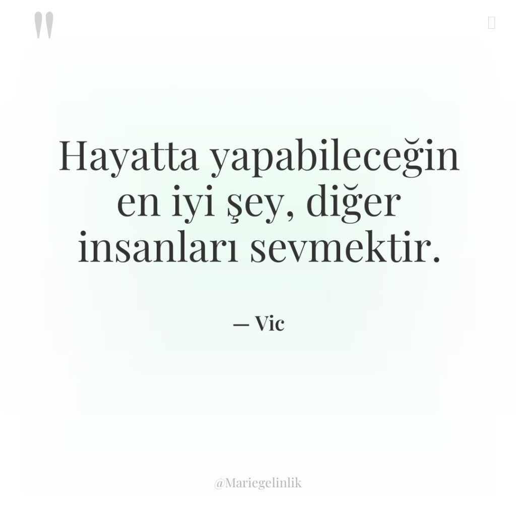 Hayatta yapabileceğin en iyi şey, diğer insanları sevmektir.