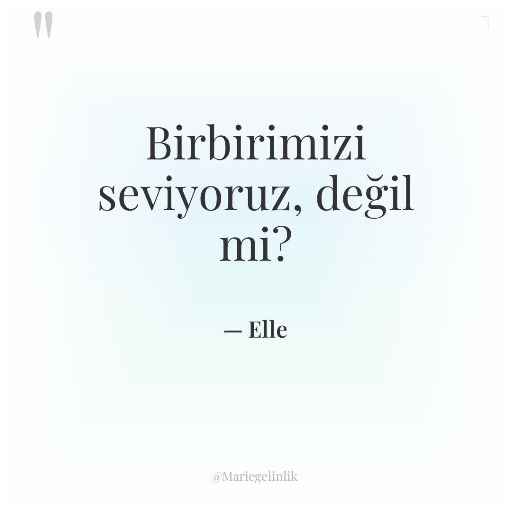 Birbirimizi seviyoruz, değil mi?