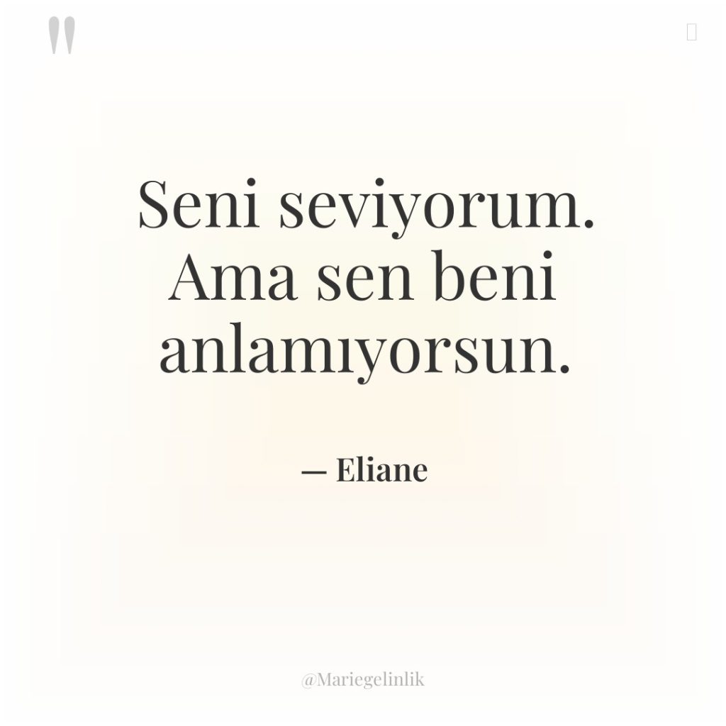 Seni seviyorum. Ama sen beni anlamıyorsun.