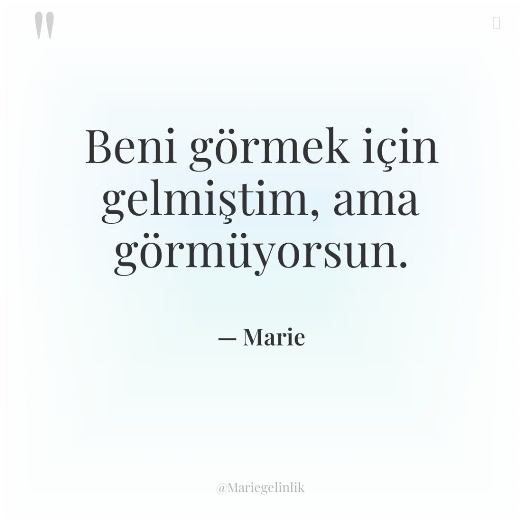 Beni görmek için gelmiştim, ama görmüyorsun.