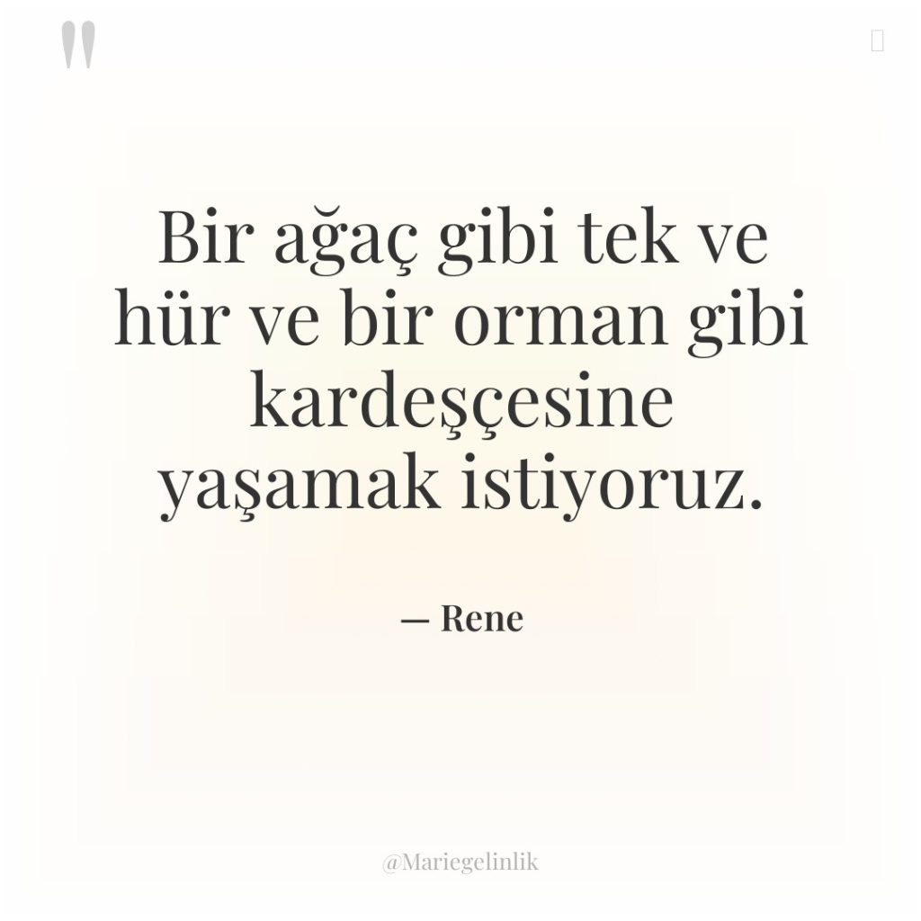 Bir ağaç gibi tek ve hür ve bir orman gibi…