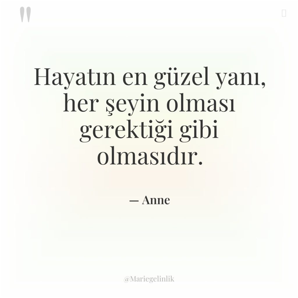 Hayatın en güzel yanı, her şeyin olması gerektiği gibi olmasıdır.