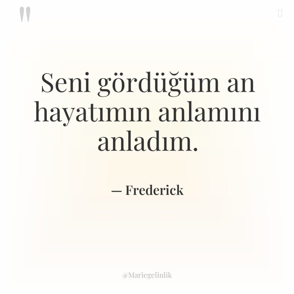 Seni gördüğüm an hayatımın anlamını anladım.