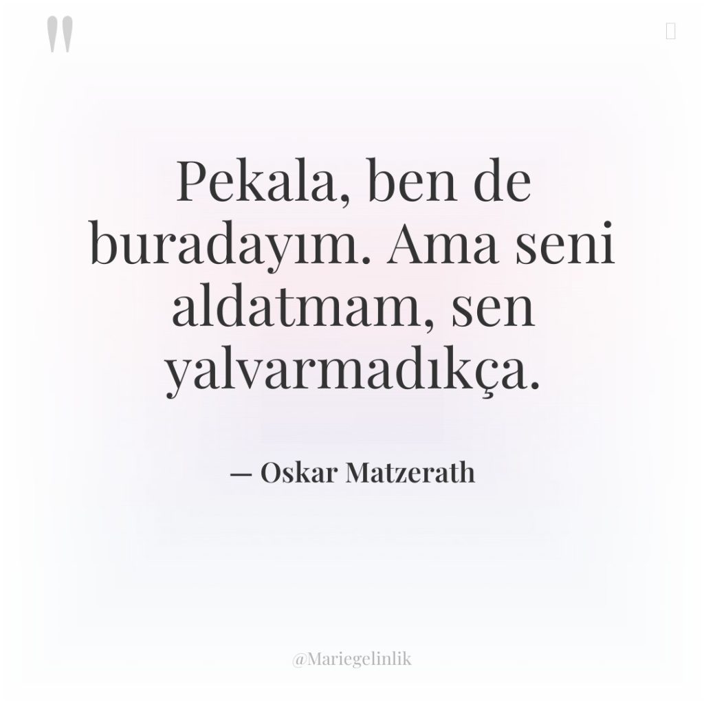 Pekala, ben de buradayım. Ama seni aldatmam, sen yalvarmadıkça.