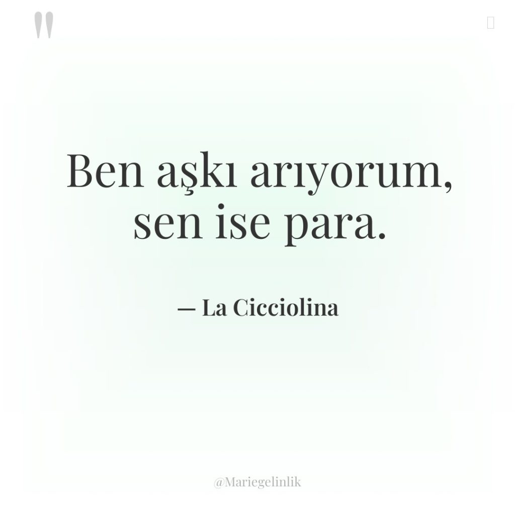 Ben aşkı arıyorum, sen ise para.