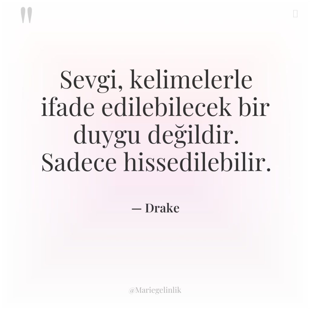 Sevgi, kelimelerle ifade edilebilecek bir duygu değildir. Sadece hissedilebilir.