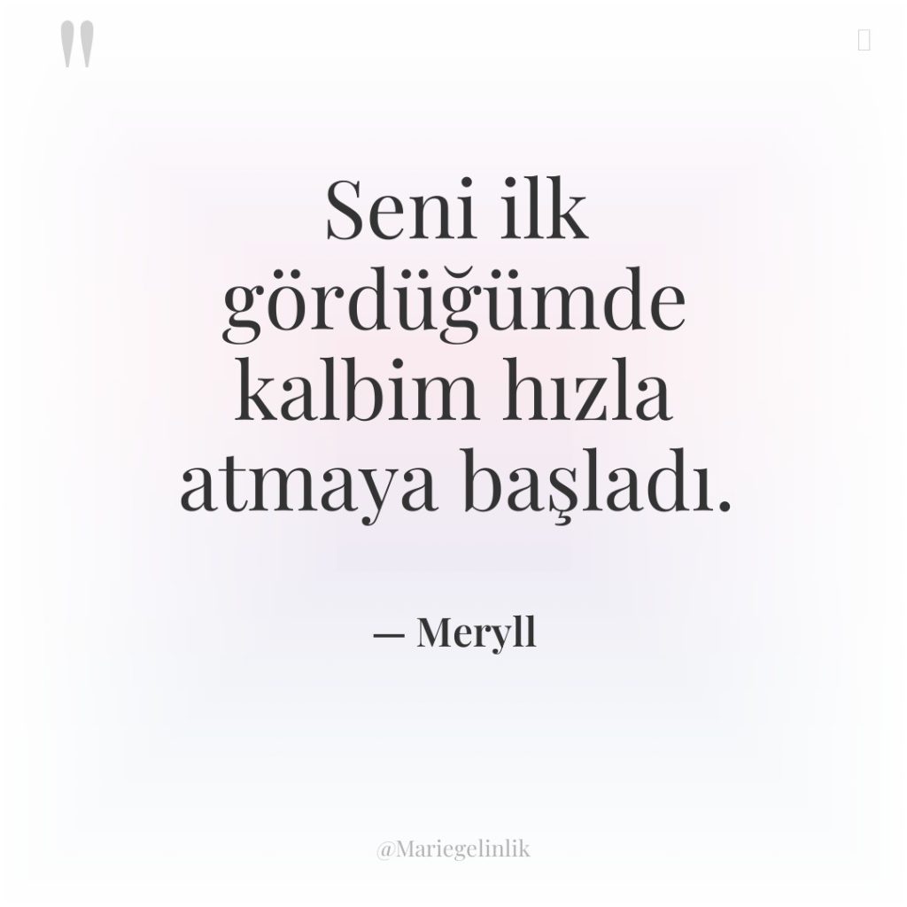 Seni ilk gördüğümde kalbim hızla atmaya başladı.