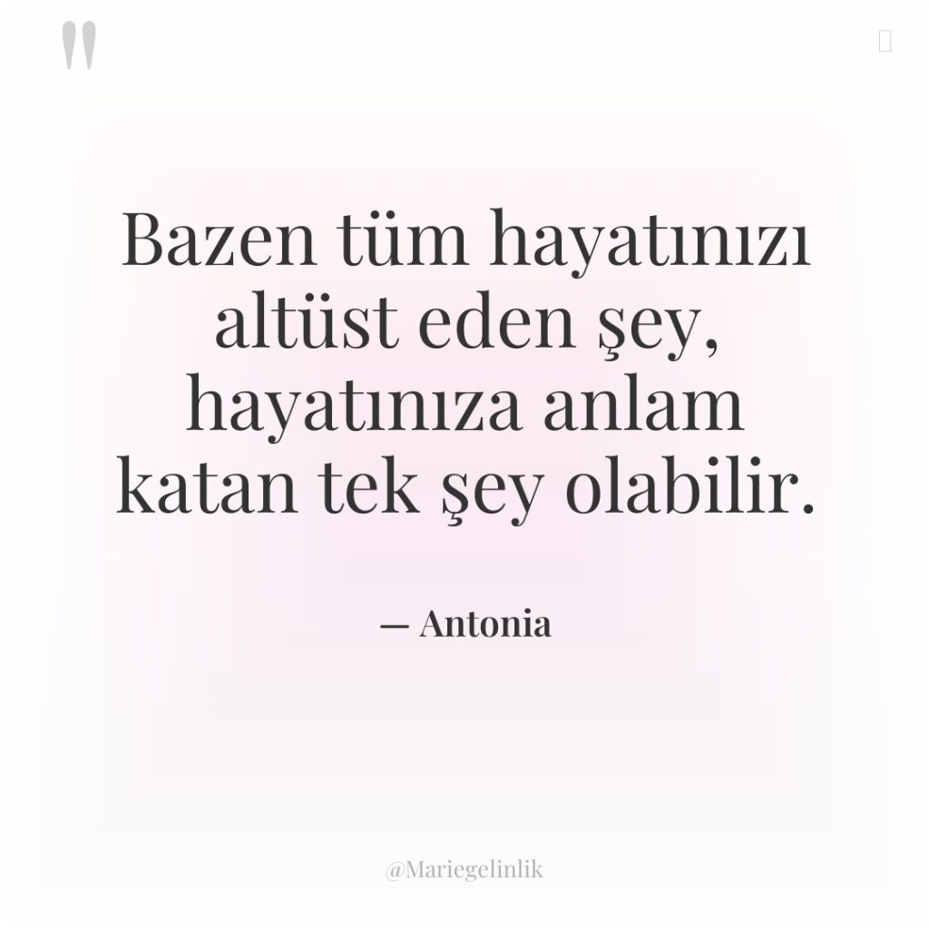 Bazen tüm hayatınızı altüst eden şey, hayatınıza anlam katan tek…