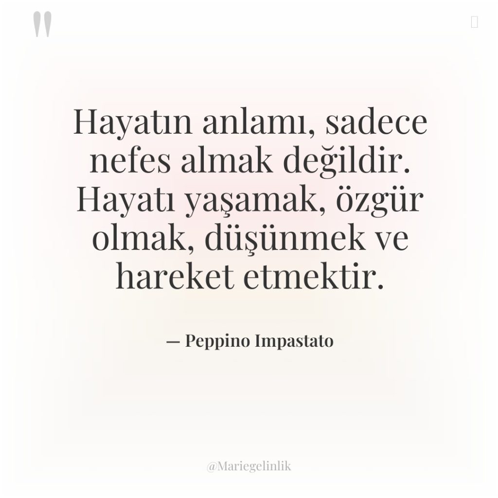 Hayatın anlamı, sadece nefes almak değildir. Hayatı yaşamak, özgür olmak,&#8230;