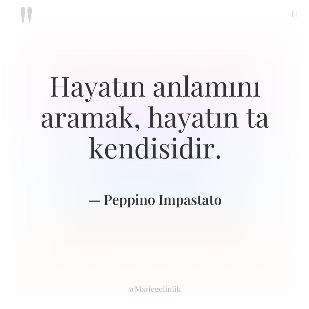 Hayatın anlamını aramak, hayatın ta kendisidir.