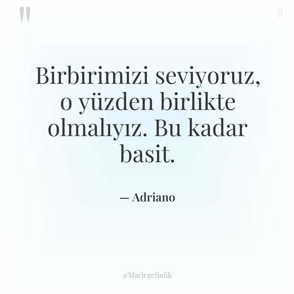 Birbirimizi seviyoruz, o yüzden birlikte olmalıyız. Bu kadar basit.