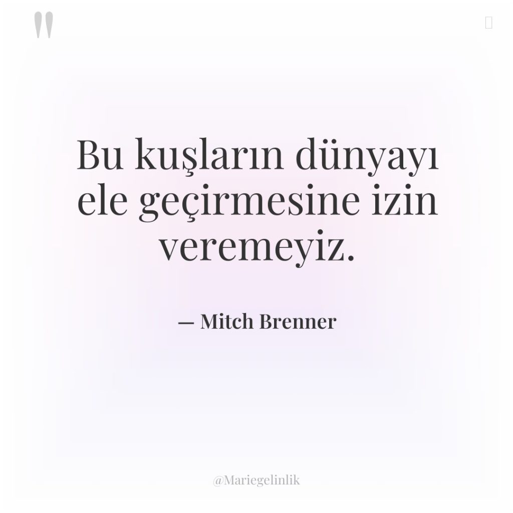 Bu kuşların dünyayı ele geçirmesine izin veremeyiz.