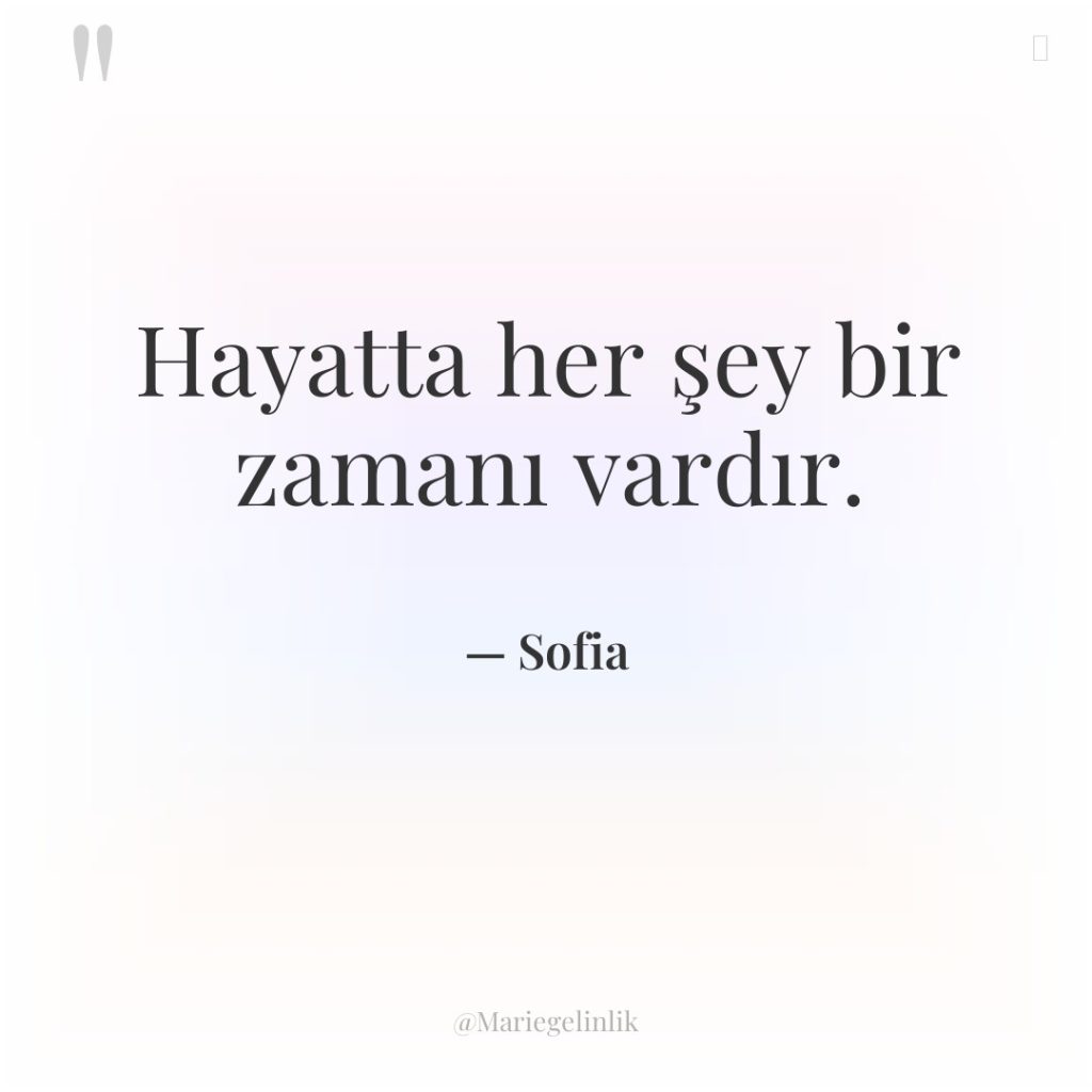 Hayatta her şey bir zamanı vardır.
