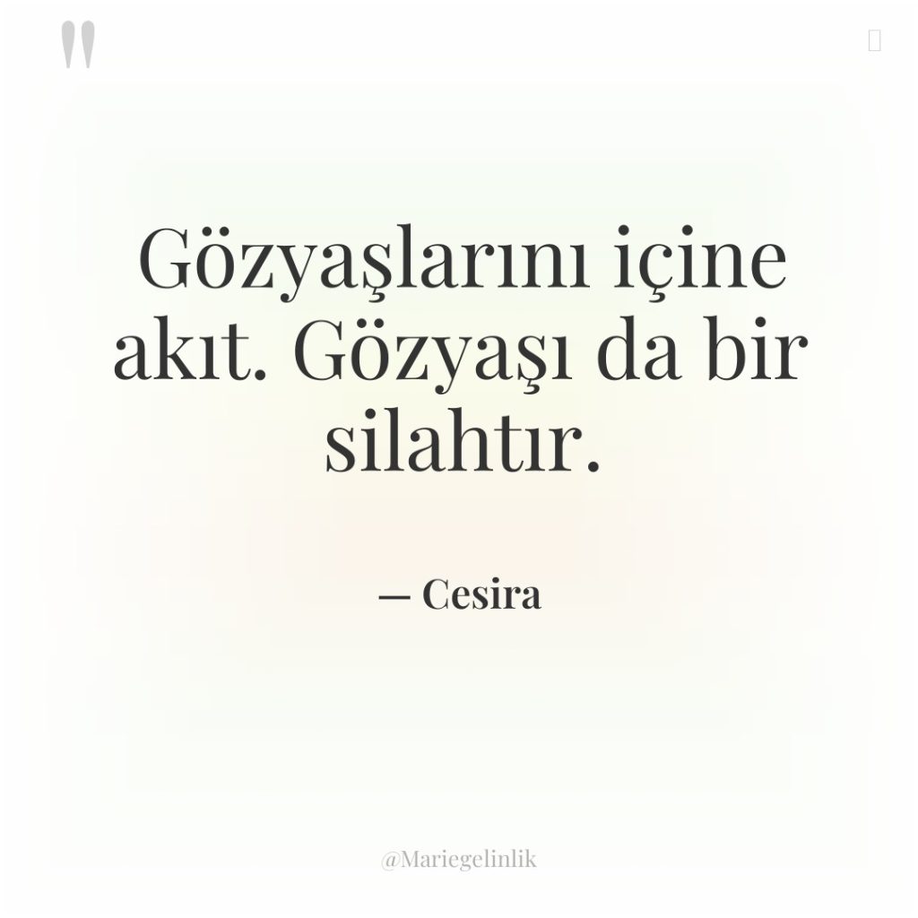 Gözyaşlarını içine akıt. Gözyaşı da bir silahtır.