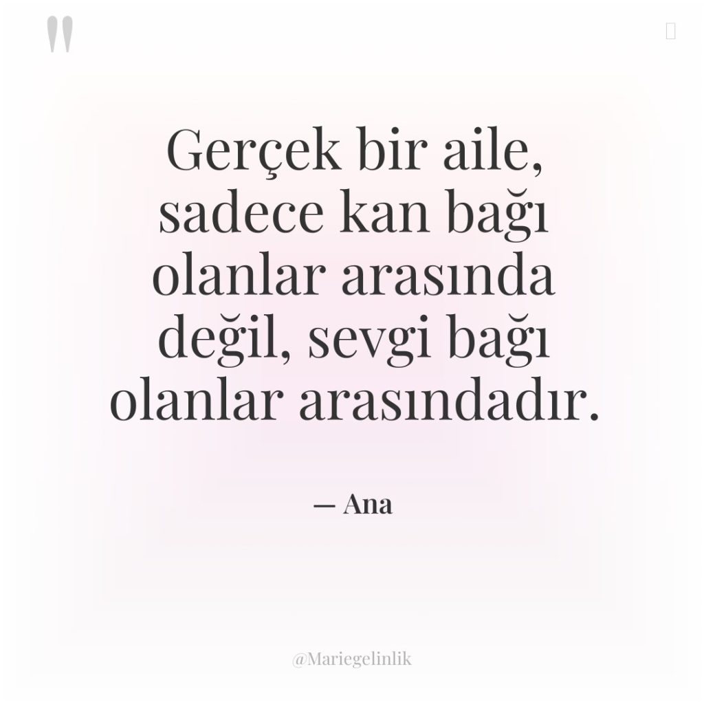 Gerçek bir aile, sadece kan bağı olanlar arasında değil, sevgi…