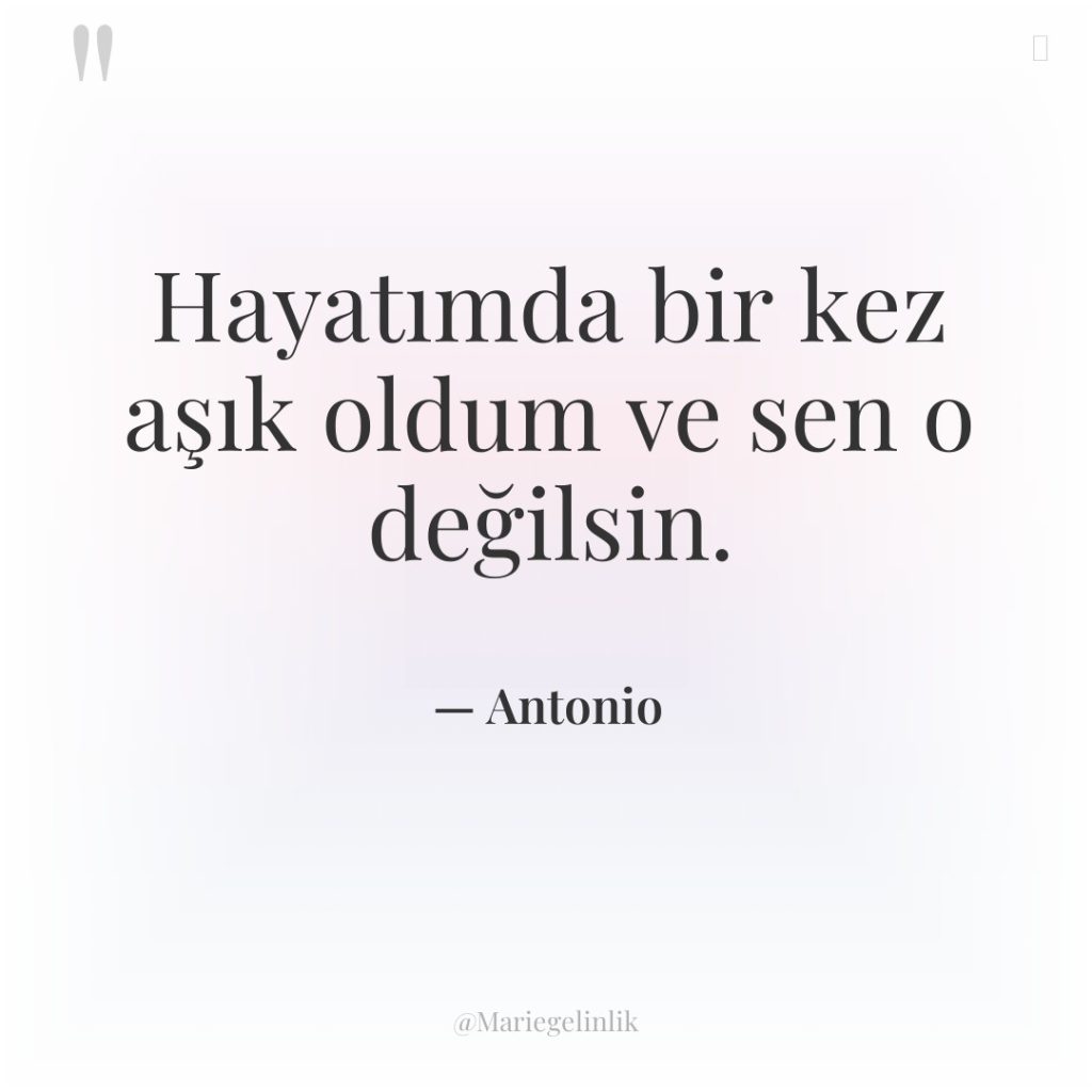 Hayatımda bir kez aşık oldum ve sen o değilsin.