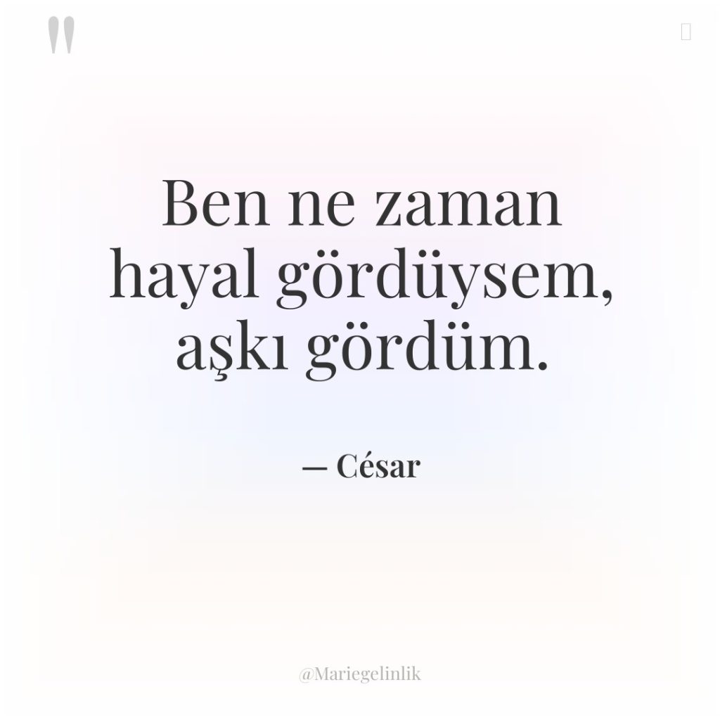 Ben ne zaman hayal gördüysem, aşkı gördüm.