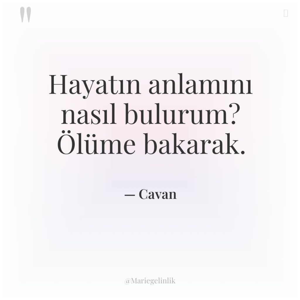 Hayatın anlamını nasıl bulurum? Ölüme bakarak.
