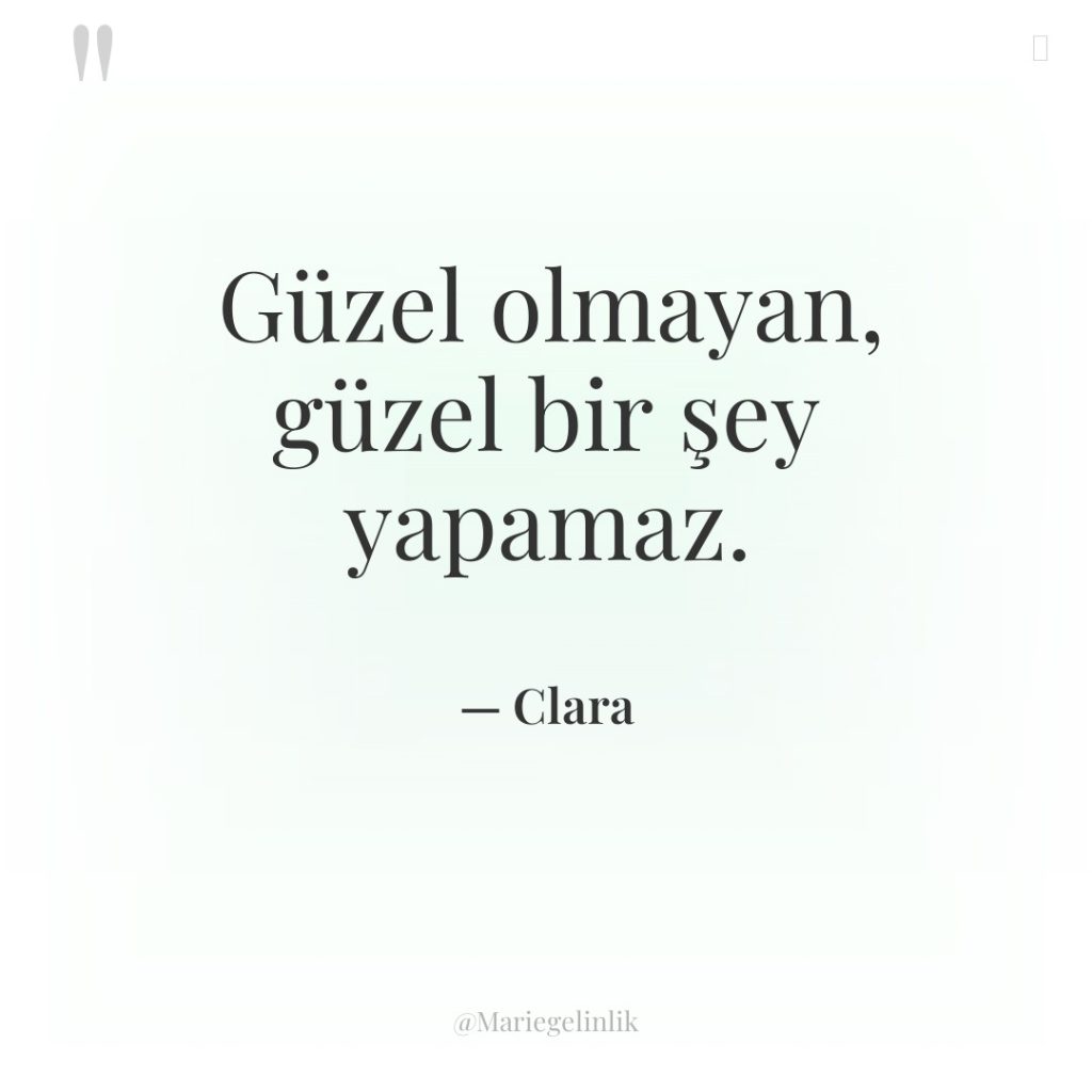 Güzel olmayan, güzel bir şey yapamaz.