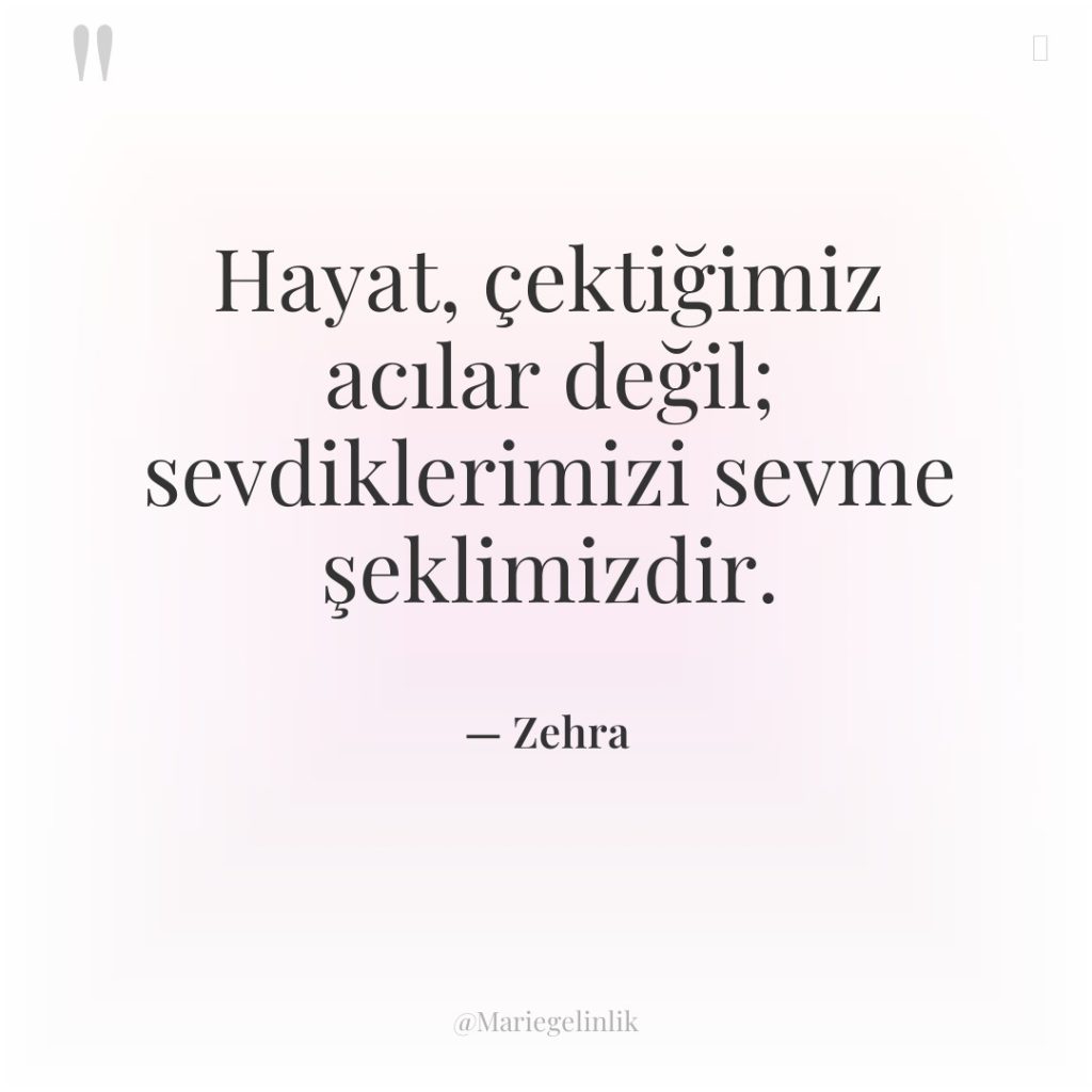Hayat, çektiğimiz acılar değil; sevdiklerimizi sevme şeklimizdir.
