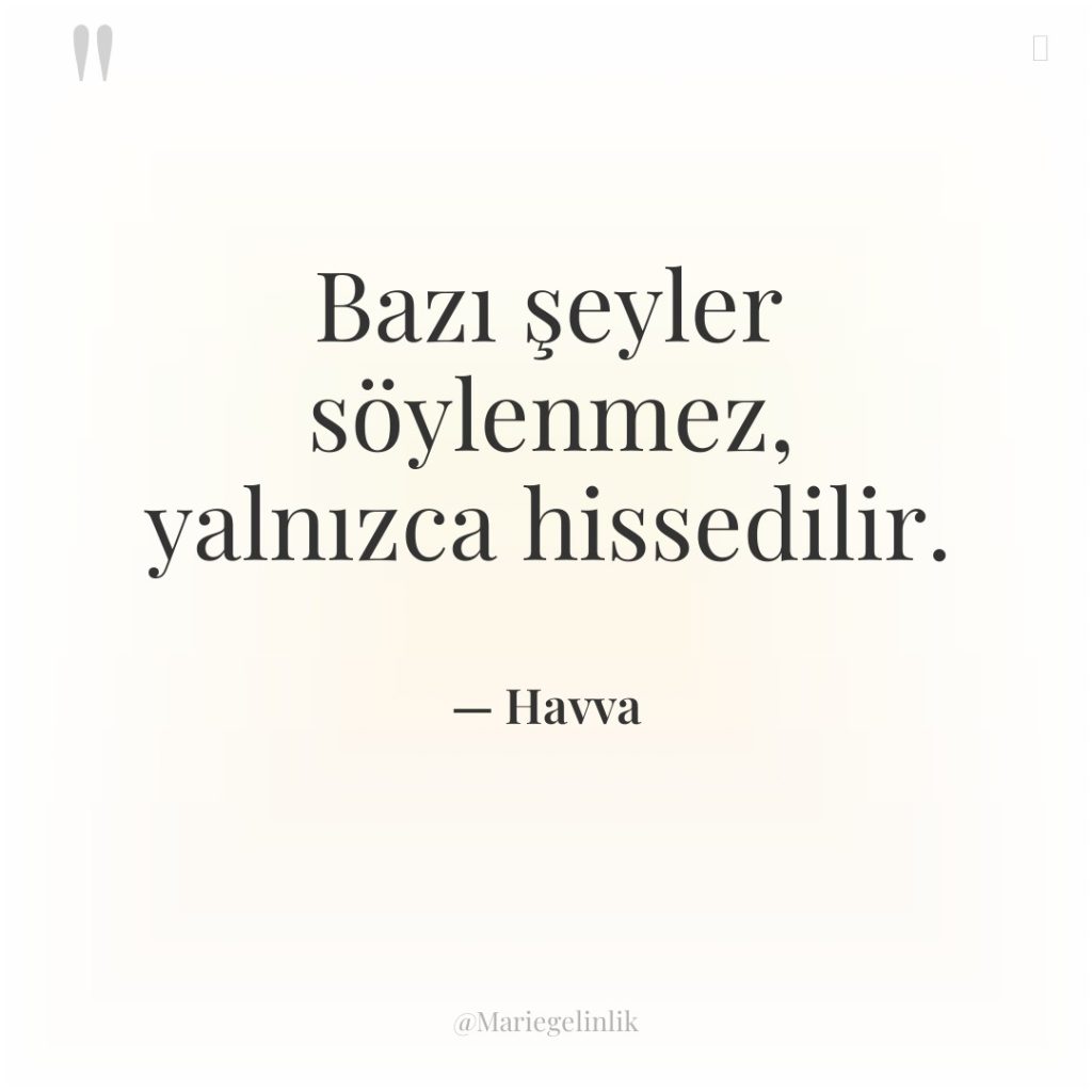 Bazı şeyler söylenmez, yalnızca hissedilir.