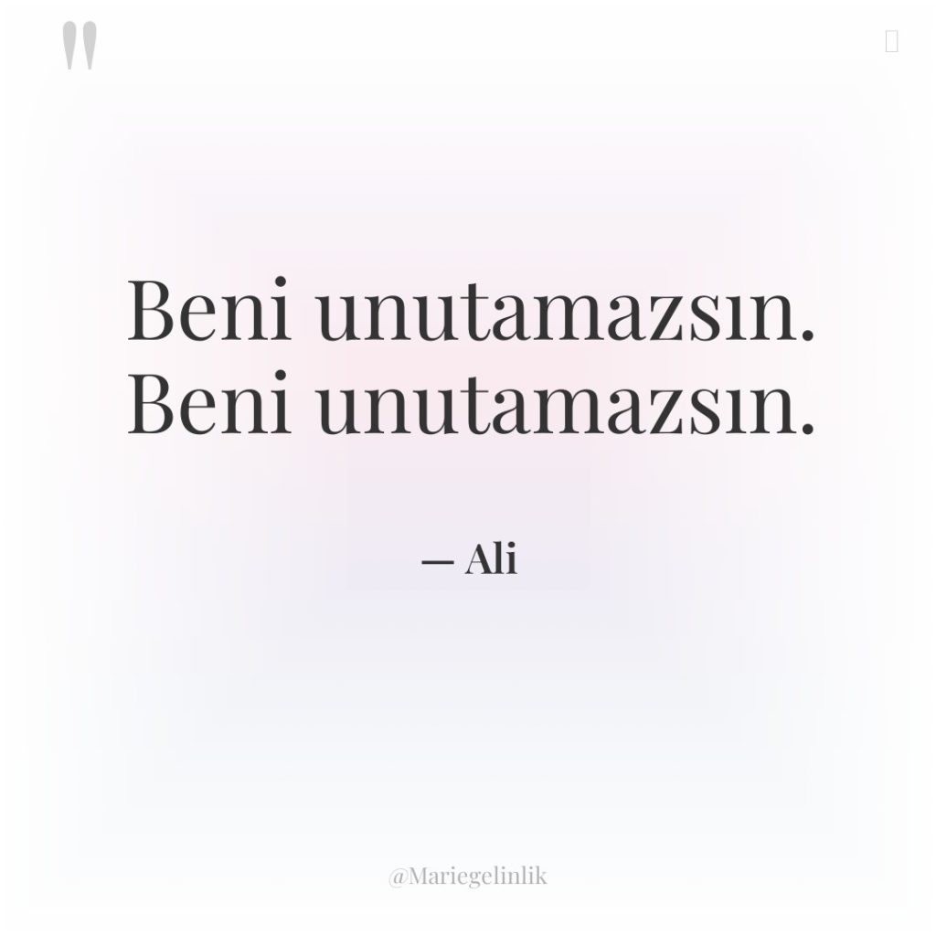 Beni unutamazsın. Beni unutamazsın.