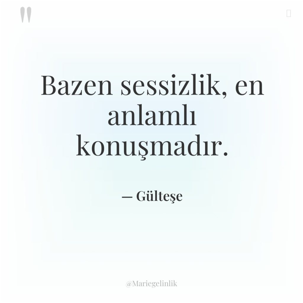 Bazen sessizlik, en anlamlı konuşmadır.