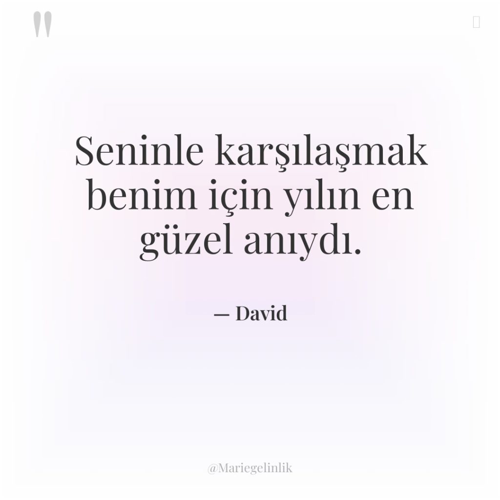 Seninle karşılaşmak benim için yılın en güzel anıydı.