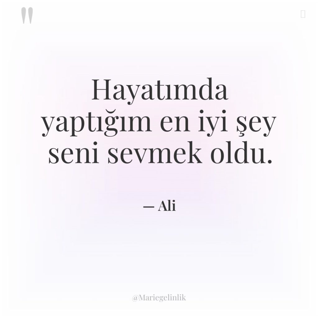 Hayatımda yaptığım en iyi şey seni sevmek oldu.