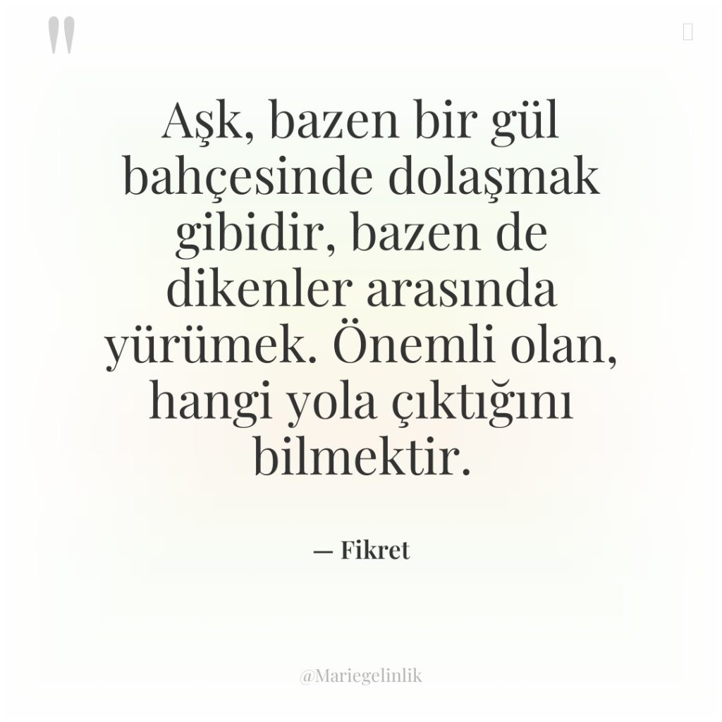 Aşk, bazen bir gül bahçesinde dolaşmak gibidir, bazen de dikenler…