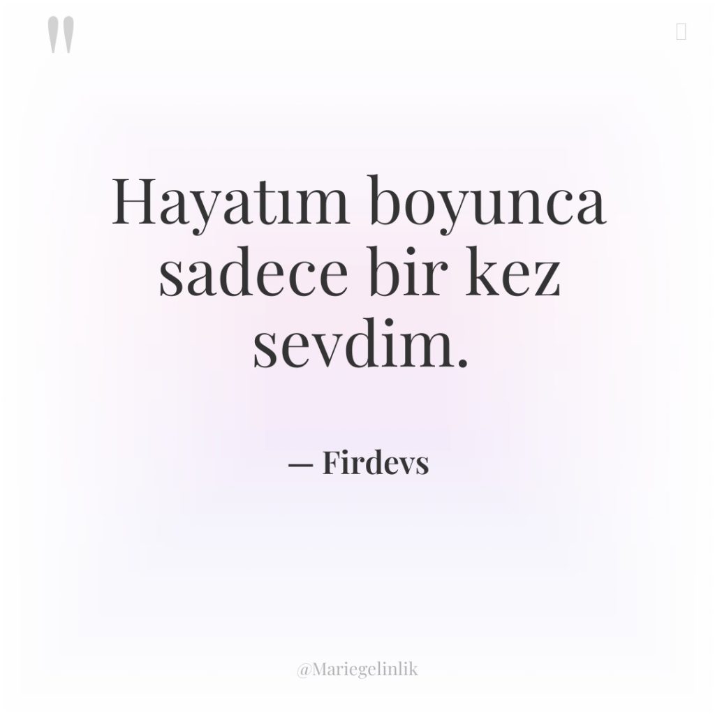 Hayatım boyunca sadece bir kez sevdim.