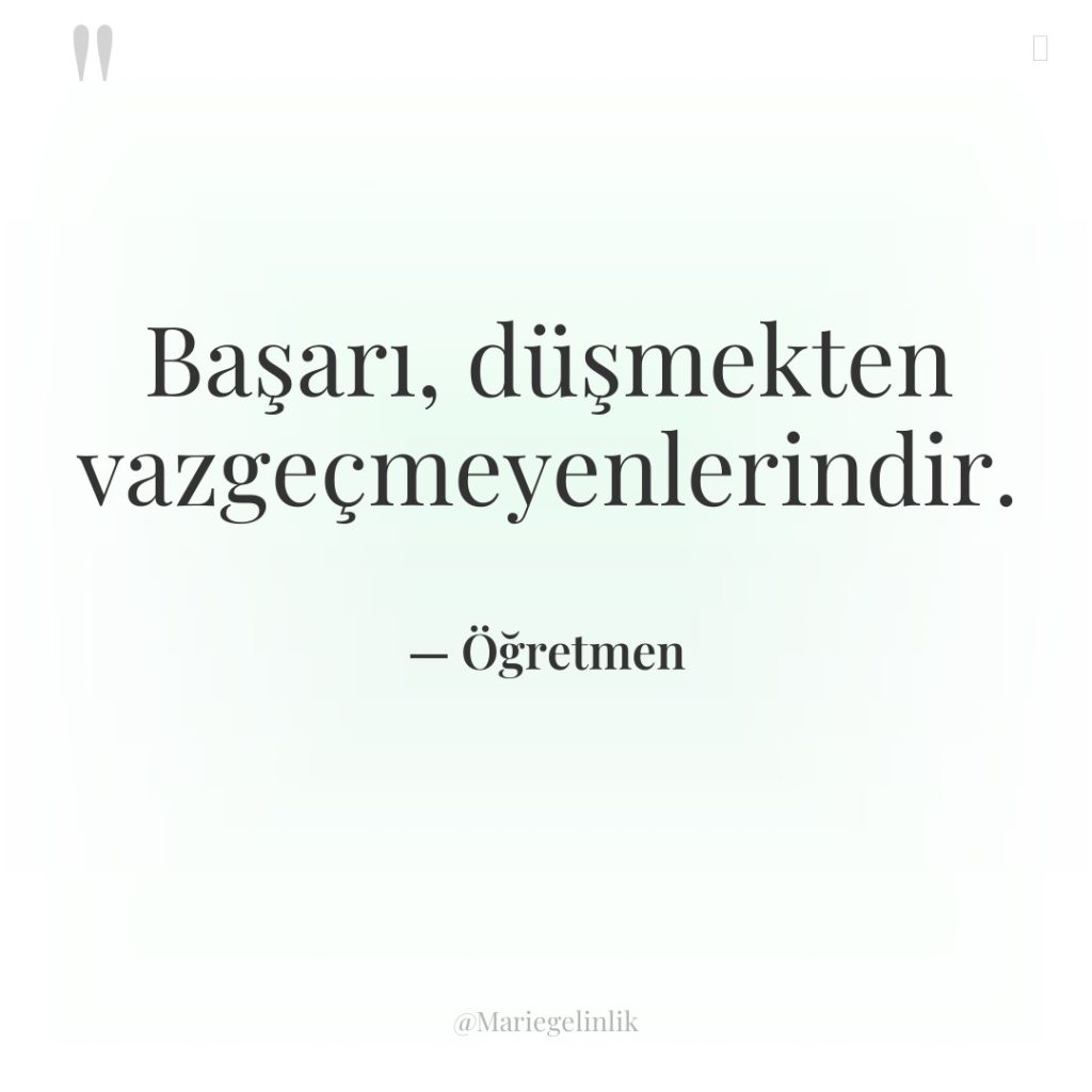 Başarı, düşmekten vazgeçmeyenlerindir.